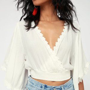 NWT Lulus Pacifica White Lace Crop Top Small